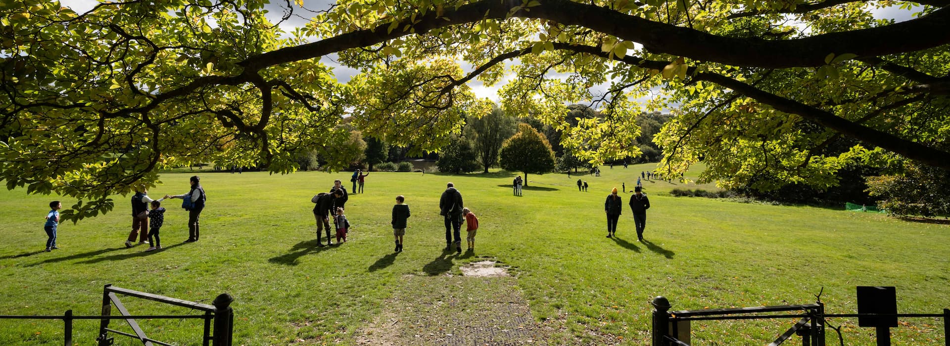 People walking in Hampstead Heath.